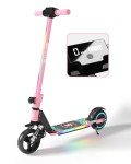 SIMATE Electric Scooter for Kids, Motorized E-Scooters with Colorful Front Light and Pedal Lights, LED Display & Foldable, Dual Braking System, Top 8.7mph & 5 Miles, Gifts for Kids, Girls, Boys, Teens