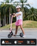 SIMATE Electric Scooter for Kids, Motorized E-Scooters with Colorful Front Light and Pedal Lights, LED Display & Foldable, Dual Braking System, Top 8.7mph & 5 Miles, Gifts for Kids, Girls, Boys, Teens