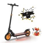 Electric Kick Scooter,3 Adjustable Height & Speed,350W Motor,8.5'' Solid Tires,Max 15 Mph Speed,Foldable Electric Scooter for Family (Cool Pedal Lights & LED Display)-Vitality Orange
