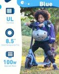Hiboy Q2 Lite Electric Scooter with Seat for Kids Ages 4-8 - UL Certified, Up to 9.3 MPH with 100W Motor, 3-Speed Adjustable, Rear Basket, LED Neon/Brake Lights, LCD Display - Blue