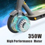 Electric Scooter for Adults, Up to 19 Mph, 19 Miles Range & 264 lbs Load, Aluminum Alloy E-Scooter with 350W Motor, Foldable Escooter with Dual Braking System and App Control (Yellow)