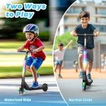 EPCTEK Black Electric Scooter, Kick Scooter with Adjustable Height, 5.3" Solid Tires Wheel and Front Light, Up to 6 Mph, 5 Miles Range, for Kids Age 6-12