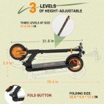 Electric Kick Scooter,3 Adjustable Height & Speed,350W Motor,8.5'' Solid Tires,Max 15 Mph Speed,Foldable Electric Scooter for Family (Cool Pedal Lights & LED Display)-Vitality Orange