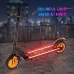 Electric Kick Scooter,3 Adjustable Height & Speed,350W Motor,8.5'' Solid Tires,Max 15 Mph Speed,Foldable Electric Scooter for Family (Cool Pedal Lights & LED Display)-Vitality Orange