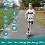 Gotrax SCOUT PRO Kids Electric Scooter, Max 6Mph and 30min Riding Time, Thumb-Throttle Control with PU Luminous Front Wheels (5.0'') and Deck Light, Kick Scooter for Kids Boys Girls Ages 4-7, Black