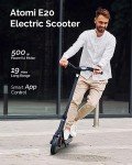 Atomi Electric Scooter E20, 500W Motor Electric Scooter with 19 Miles Long Range, 15.6 Mph Speed, Portable Folding Commuting Scooter for Adults with Double Braking System and Smart App