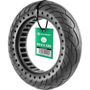 MOOVMOOV Solid Tire 10x2.125 Compatible with Pure Air Electric Scooter, Gotrax G4 / GMAX Ultra, Turboant M10, and Other Models - Puncture Resistant Tire 10 x 2.125 Inches