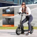 Caroma Peak 560W Electric Scooter with Seat,12 Miles Range,20Mph Max Speed,12" Tire Foldable Electric Scooter for Adult,265lb Max Load(Black)