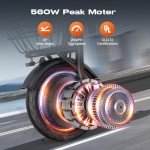 Caroma Peak 560W Electric Scooter with Seat,12 Miles Range,20Mph Max Speed,12" Tire Foldable Electric Scooter for Adult,265lb Max Load(Black)