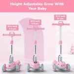 iScooter iK2 Electric Scooter for Kids Ages 3-8, Bluetooth Features, Thumb Accelerator, Colorful Lights, 3 Adjustable Height Toddler Motorized Scooters, Foldable Scooter for Kids (Pink)