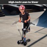 3 Wheel Electric Scooter for Kids Ages 3-12, LCD Screen, Bluetooth Music, LED Light Wheels, Thumb Throttle, 3 Adjustable Heights, 5MPH Speed, Lightweight, Foldable Kids Electric Scooter for Boys Girls