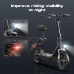 Caroma Peak 560W Electric Scooter with Seat,12 Miles Range,20Mph Max Speed,12" Tire Foldable Electric Scooter for Adult,265lb Max Load(Black)