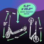 Skidee Scooter for Adults and Teens – Adjustable Height, Kids Scooter, Folding Scooter, Large Sturdy Wheels for Smooth Ride, Lightweight, Durable, Anti-Shock Suspension, Outdoor Toys, up to 220 lbs
