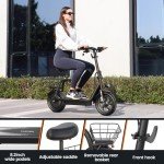 Caroma Peak 560W Electric Scooter with Seat,12 Miles Range,20Mph Max Speed,12" Tire Foldable Electric Scooter for Adult,265lb Max Load(Black)