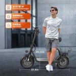 Caroma Peak 560W Electric Scooter with Seat,12 Miles Range,20Mph Max Speed,12" Tire Foldable Electric Scooter for Adult,265lb Max Load(Black)