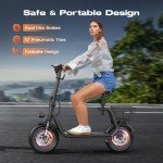 Caroma Peak 560W Electric Scooter with Seat,12 Miles Range,20Mph Max Speed,12" Tire Foldable Electric Scooter for Adult,265lb Max Load(Black)