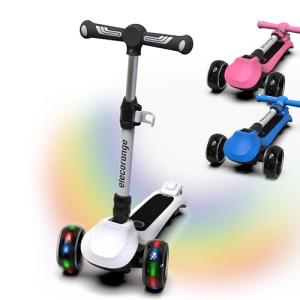 Elecorange Kid Scooter Electric Ages 3-9, Light Up Scooter 3 Wheels, Ride On Toys for Kid 4-8, 3 Wheel Electric Scooters for Kids, Scooter for Kids 5-7, Christmas Birthday Gift for Kids, Black, White