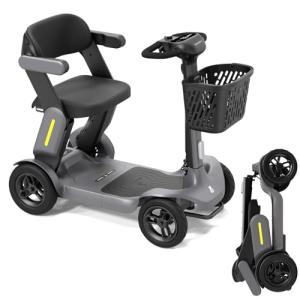 Paiseec S3 Foldable Mobility Scooter for Adults, Seniors - 25 Miles Range, 6 mph, Lightweight Mobility Scooter for Travel, Improved Safety, Large Wheels for Outdoor, LED Headlight, Basket