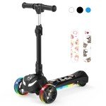 Electric Scooter for Kids Ages 3-12, 3-Wheel Electric Scooter, Gift for Boys/Girls, Electric Kick Scooter with Long Battery Life, Flashing LED PU Wheels, 3 Adjustable Height Kids Escooter for Boy/Girl
