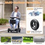 Paiseec S3 Foldable Mobility Scooter for Adults, Seniors - 25 Miles Range, 6 mph, Lightweight Mobility Scooter for Travel, Improved Safety, Large Wheels for Outdoor, LED Headlight, Basket