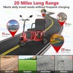 3-Wheel Folding Electric Scooter Lightweight Foldable Mobility Scooter for Adults & Seniors, Detachable Lithium Battery, Long Range 20 Miles, 4-Speed, with Rearview Mirror & Turn Signal (Premium Red)