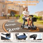 Paiseec S3 Foldable Mobility Scooter for Adults, Seniors - 25 Miles Range, 6 mph, Lightweight Mobility Scooter for Travel, Improved Safety, Large Wheels for Outdoor, LED Headlight, Basket