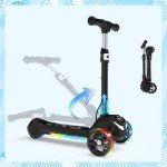 Electric Scooter for Kids Ages 3-12, 3-Wheel Electric Scooter, Gift for Boys/Girls, Electric Kick Scooter with Long Battery Life, Flashing LED PU Wheels, 3 Adjustable Height Kids Escooter for Boy/Girl