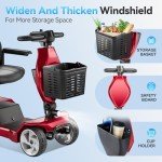 Serianie Foldable Mobility Scooters for Seniors, 4 Wheel Lightweight Mobility Scooters for Adults, Powered Electric Wheelchair, Mobility Scooter with Seat, Folding Travel Motorized Scooter (Red)