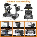 Paiseec S3 Foldable Mobility Scooter for Adults, Seniors - 25 Miles Range, 6 mph, Lightweight Mobility Scooter for Travel, Improved Safety, Large Wheels for Outdoor, LED Headlight, Basket