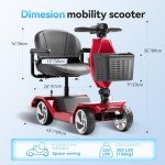 Serianie Foldable Mobility Scooters for Seniors, 4 Wheel Lightweight Mobility Scooters for Adults, Powered Electric Wheelchair, Mobility Scooter with Seat, Folding Travel Motorized Scooter (Red)