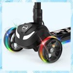 Electric Scooter for Kids Ages 3-12, 3-Wheel Electric Scooter, Gift for Boys/Girls, Electric Kick Scooter with Long Battery Life, Flashing LED PU Wheels, 3 Adjustable Height Kids Escooter for Boy/Girl