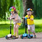 Electric Scooter for Kids Ages 3-12, 3-Wheel Electric Scooter, Gift for Boys/Girls, Electric Kick Scooter with Long Battery Life, Flashing LED PU Wheels, 3 Adjustable Height Kids Escooter for Boy/Girl