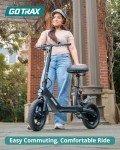 Gotrax A3 Electric Scooter with Seat for Adults, 350W Motor, 15.5MPH Top Speed, Max 9.5 Miles Range, 12" Pneumatic Tire and Height Adujustable Seat, Lightweight and Foldable for Commuting (Black)