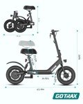 Gotrax A3 Electric Scooter with Seat for Adults, 350W Motor, 15.5MPH Top Speed, Max 9.5 Miles Range, 12" Pneumatic Tire and Height Adujustable Seat, Lightweight and Foldable for Commuting (Black)