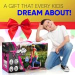 Hurtle Kids Scooter - Child Toddler Kick Scooter Toy with Foldable Seat - 3 Wheel Scooter with Adjustable Height, Anti-Slip Deck, Flashing Wheel Lights, for Boys/Girls 1-12 Year Old, Pink