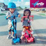 Hurtle Kids Scooter - Child Toddler Kick Scooter Toy with Foldable Seat - 3 Wheel Scooter with Adjustable Height, Anti-Slip Deck, Flashing Wheel Lights, for Boys/Girls 1-12 Year Old, Pink