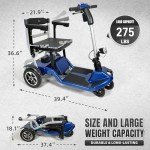 ZiiLIF R3b-Mobility Scooters for Seniors Adults Ultra Lightweight Electric Powered Folding 4 Wheel Mobility Scooter with Headlight Cup Holder, Compact & Convenient for Travel Airline Approved, Blue
