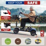 Metro Mobility Mobility Scooters for Adults, 4 Wheel Powered Mobility Scooters, Electric Scooter for Seniors Folding Mobility Scooter Lightweight 10 Miles Long Travel Range Blue