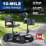 Metro Mobility Mobility Scooters for Adults, 4 Wheel Powered Mobility Scooters, Electric Scooter for Seniors Folding Mobility Scooter Lightweight 10 Miles Long Travel Range Blue