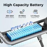 Jasion JS3 Electric Scooter with Seat, 650W Peak Motor Electric Scooters for Adults, 20-Mile Ranges E-Scooter for Pets & Cargo, Foldable Sport Scooters 20MPH Max Speed, Dual Disc Brakes for Commuter