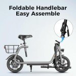 Jasion JS3 Electric Scooter with Seat, 650W Peak Motor Electric Scooters for Adults, 20-Mile Ranges E-Scooter for Pets & Cargo, Foldable Sport Scooters 20MPH Max Speed, Dual Disc Brakes for Commuter
