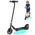 Kids Electric Scooter, 150W Motor, 3/6/10MPH Electric Scooter for Kids Ages 6-12, Double Brake, Magnetic Charging, Pedal Light for Boys/Girls (Black)