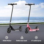 Kids Electric Scooter, 150W Motor, 3/6/10MPH Electric Scooter for Kids Ages 6-12, Double Brake, Magnetic Charging, Pedal Light for Boys/Girls (Black)