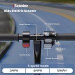 Kids Electric Scooter, 150W Motor, 3/6/10MPH Electric Scooter for Kids Ages 6-12, Double Brake, Magnetic Charging, Pedal Light for Boys/Girls (Black)