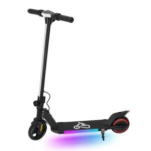 Emokobike Electric Scooter for Kids Ages 6-12, Equipped with 130W Motor, LCD Display, Foldable Design, LED Color Lights, Rear Motor Brake System, Lightweight Kids Electric Scooter，Black