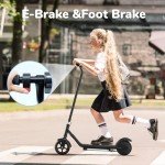 Kids Electric Scooter, 150W Motor, 3/6/10MPH Electric Scooter for Kids Ages 6-12, Double Brake, Magnetic Charging, Pedal Light for Boys/Girls (Black)
