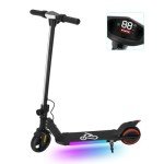 Emokobike Electric Scooter for Kids Ages 6-12, Equipped with 130W Motor, LCD Display, Foldable Design, LED Color Lights, Rear Motor Brake System, Lightweight Kids Electric Scooter，Black