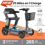 Glashow S3 Mobility Scooter for Seniors - Foldable Mobility Scooter for Adults - 25 Miles on 1 Charge, Enhanced Safety, Lightweight for Travel, LED, Basket, 6 MPH Max