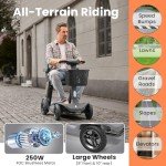 Glashow S3 Mobility Scooter for Seniors - Foldable Mobility Scooter for Adults - 25 Miles on 1 Charge, Enhanced Safety, Lightweight for Travel, LED, Basket, 6 MPH Max