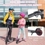 Electric Scooter for Kids Ages 6-12, 150W Motor, 4/7/11 Mph, 60 mins Ride Time, Adjustable Speed, LED Display, Colorful Lights, Electronic Brake, Foldable Kids Electric Scooter (Pink)
